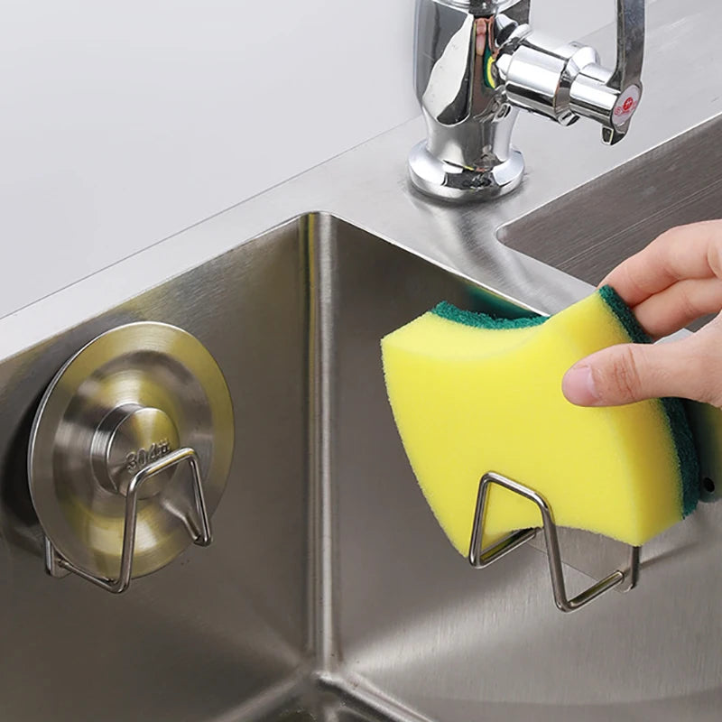 Stainless Steel Sink Sponge Rack – Wall-Mounted Draining Holder for Kitchen