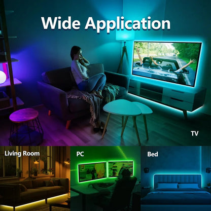 RGB LED Strip Light with USB & 24-Key Remote – Color Changing SMD Lights for Holiday Decoration