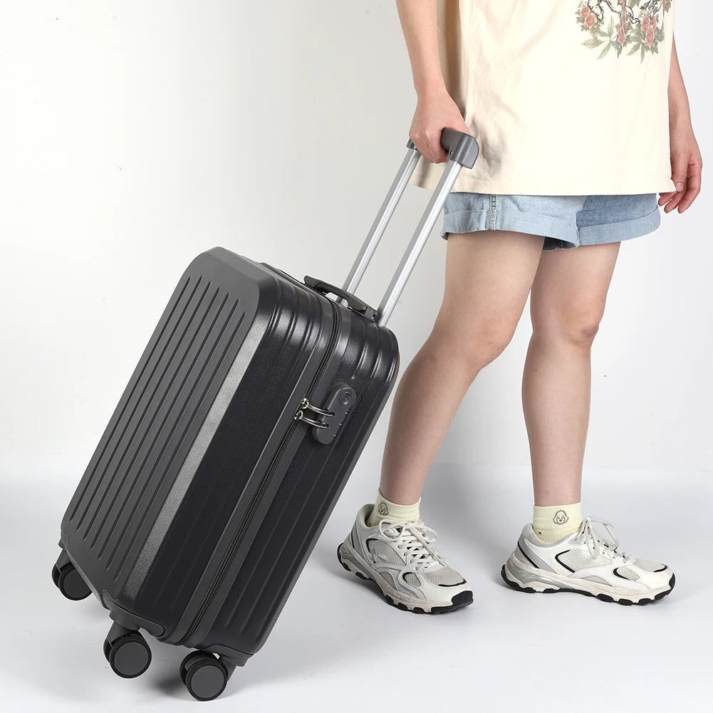3PCS Suitcase Set – 12", 20", 24" Large Capacity Trolley Cases with USB Port, Cup Holder & Roller Lock for Travel & Business