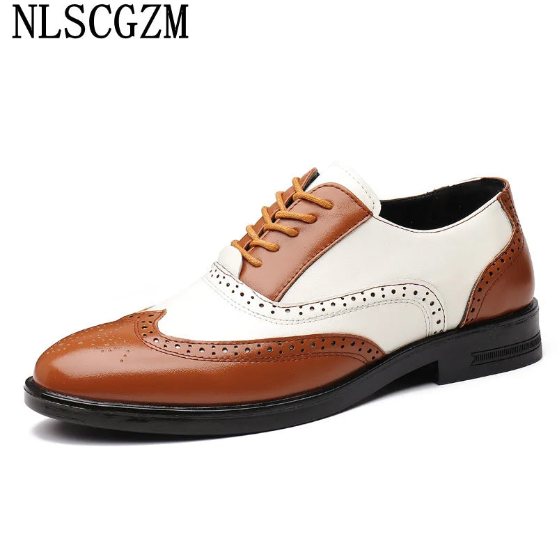 Italian Men’s Oxford Dress Shoes – Elegant Classic Brogue Formal Shoes for Business & Fashion (Zapatos Formales De Hombre)