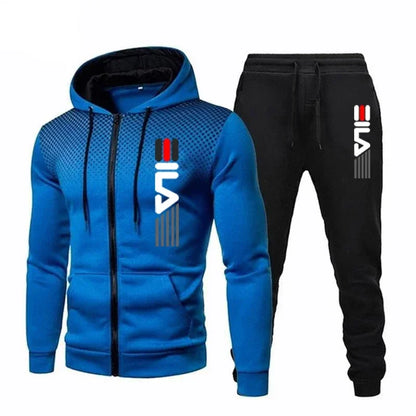 New Men’s Fashion Zipper Hoodie Set | Autumn & Winter 2-Piece Sportswear Printed Polka Dot Casual Hooded Sweatshirt
