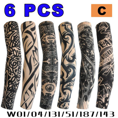 6 PCS Tattoo Sleeves for Men & Women – Elastic Arm Covers for Outdoor, Sports & Party Style