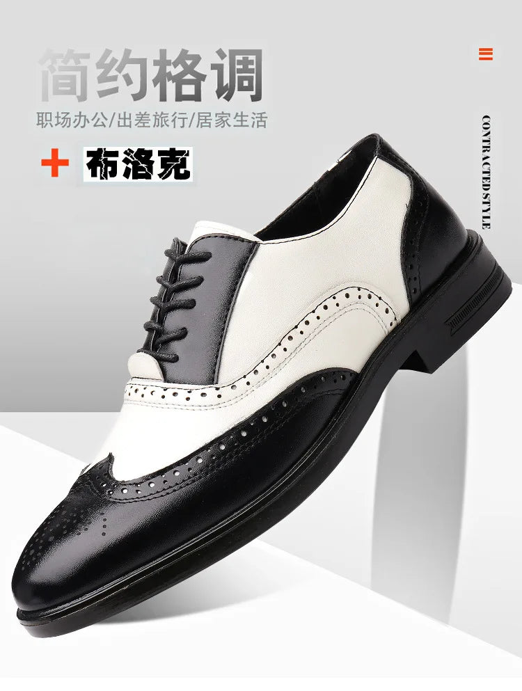 Italian Men’s Oxford Dress Shoes – Elegant Classic Brogue Formal Shoes for Business & Fashion (Zapatos Formales De Hombre)