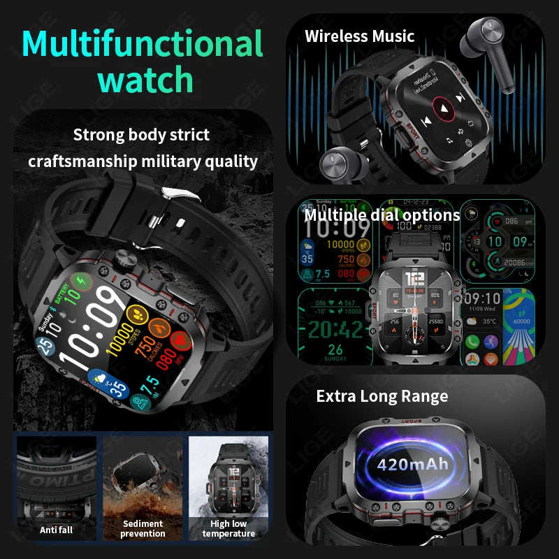 LIGE Outdoor Smart Watch Men – 2.01