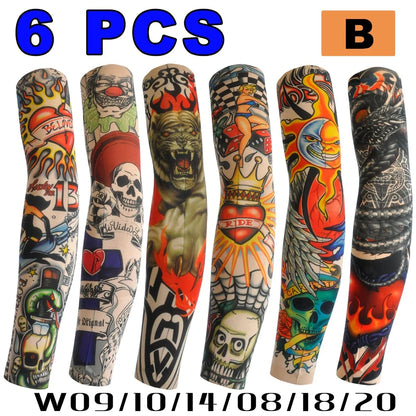 6 PCS Tattoo Sleeves for Men & Women – Elastic Arm Covers for Outdoor, Sports & Party Style
