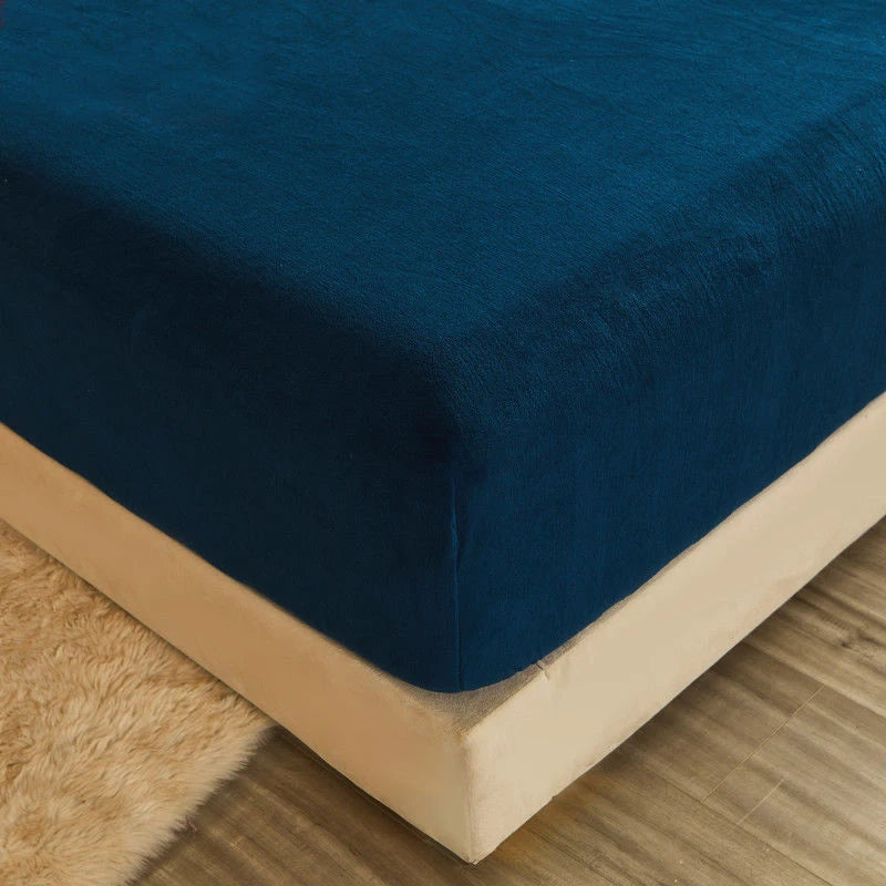 WOSTAR Winter Warm Plush Fitted Sheet | Elastic Mattress Cover | Fluffy Flannel Bed Linen | Couple Luxury Double Bed Bedding 160x200