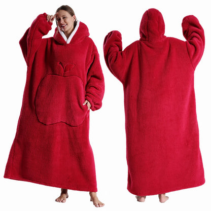 Women’s Oversized Wearable Blanket Hoodie – Winter Warm Thick Pajama with Sleeves