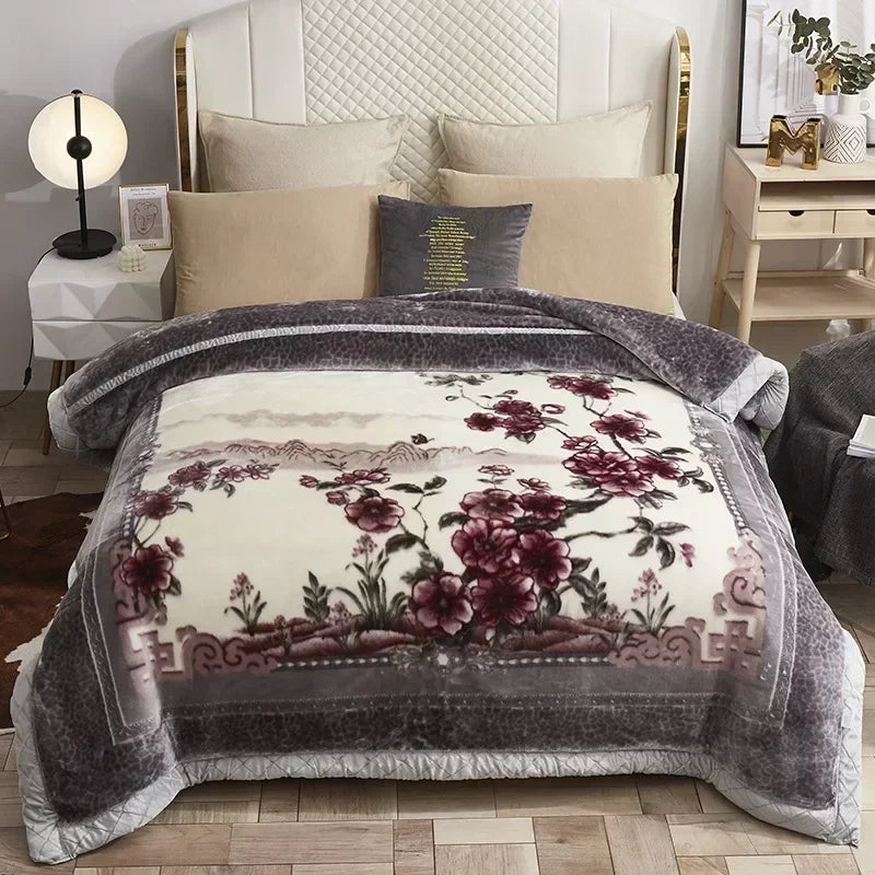 European Style Warm Raschel Blanket – Thickened Weighted Winter Comforter & Double-Sided Duvet