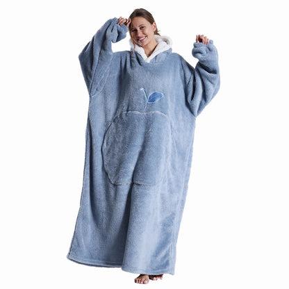 Women’s Oversized Wearable Blanket Hoodie – Winter Warm Thick Pajama with Sleeves