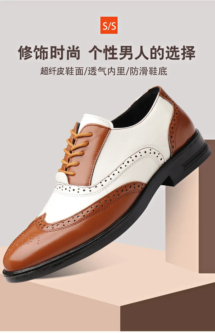 Italian Men’s Oxford Dress Shoes – Elegant Classic Brogue Formal Shoes for Business & Fashion (Zapatos Formales De Hombre)