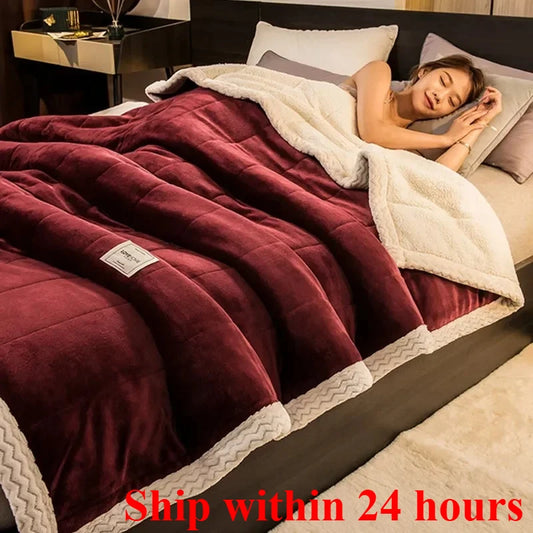Winter Warm Blankets for Bed – 3 Layers Thick Flannel Quilt | Soft & Comfortable Bedding