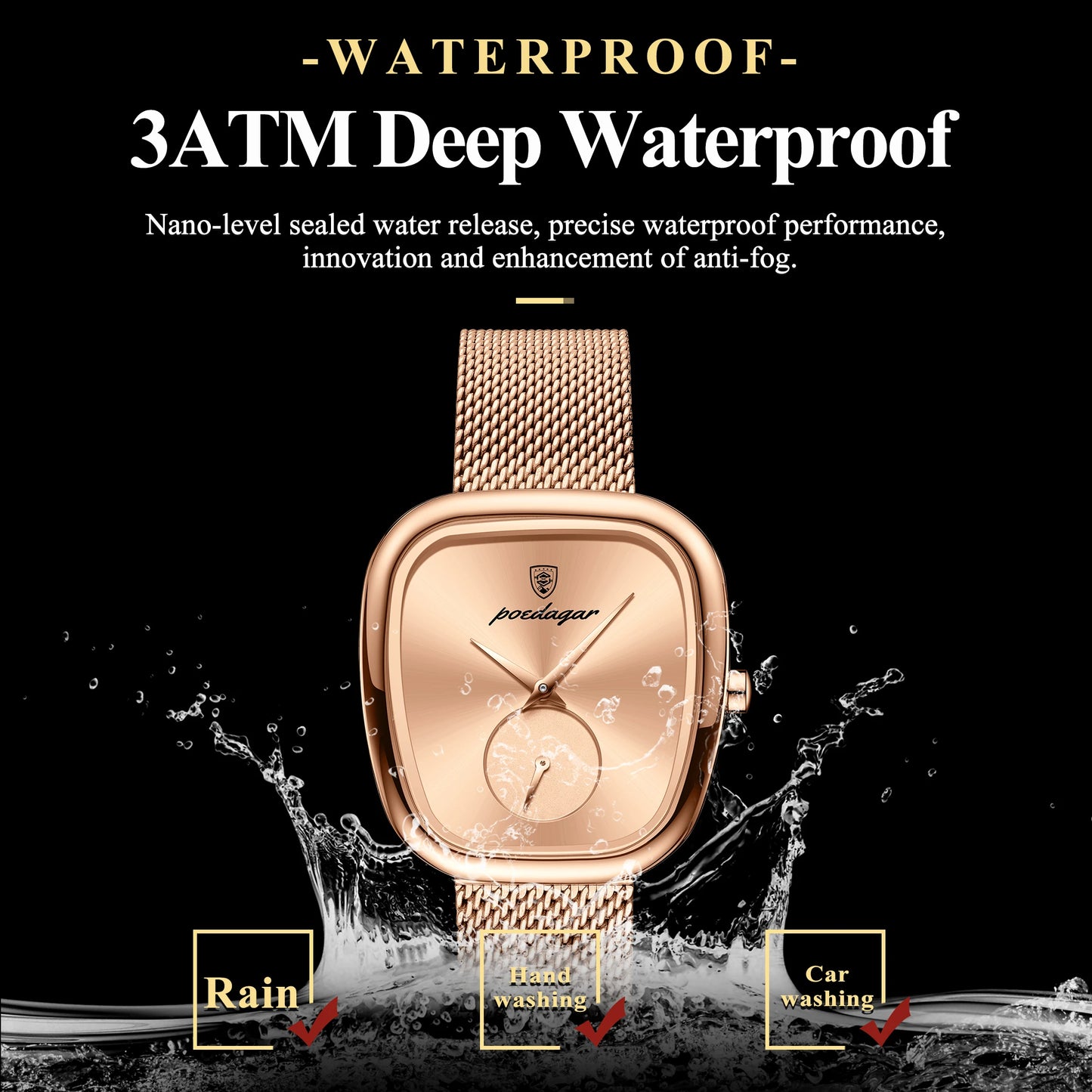 Luxury Women’s Watch – Elegant Waterproof Mesh Stainless Steel Quartz Watch for Ladies