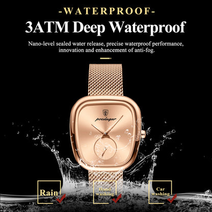 Luxury Women’s Watch – Elegant Waterproof Mesh Stainless Steel Quartz Watch for Ladies