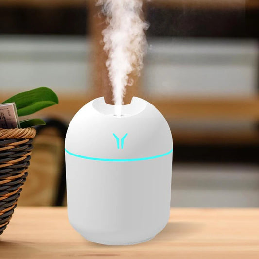 Air Humidifier & Essential Oil Diffuser – Ultrasonic Mute Mist Maker with LED Color Lamp for Home & Car