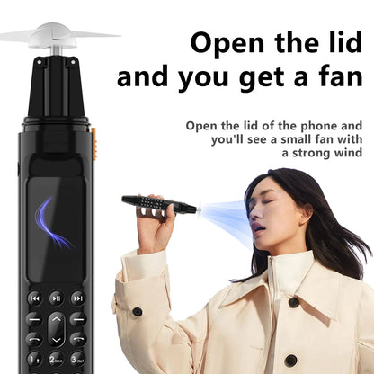 Pen Phone Portable Fan 3-in-1 Mobile – Dual SIM, Bluetooth, Call Recorder, Magic Voice Pen Style Telephone