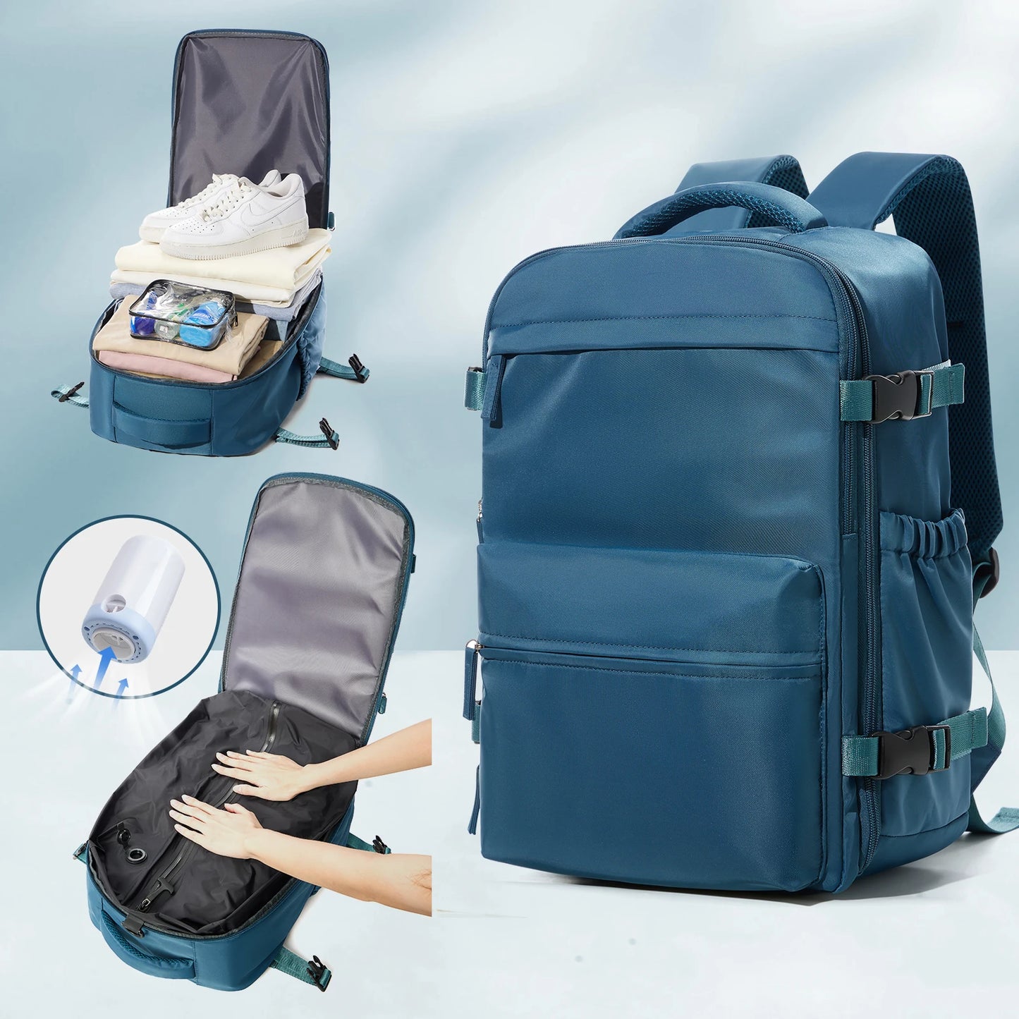 Vacuum Backpack Travel Bag – Large Capacity Expandable Business & School Laptop Backpack for Men & Women