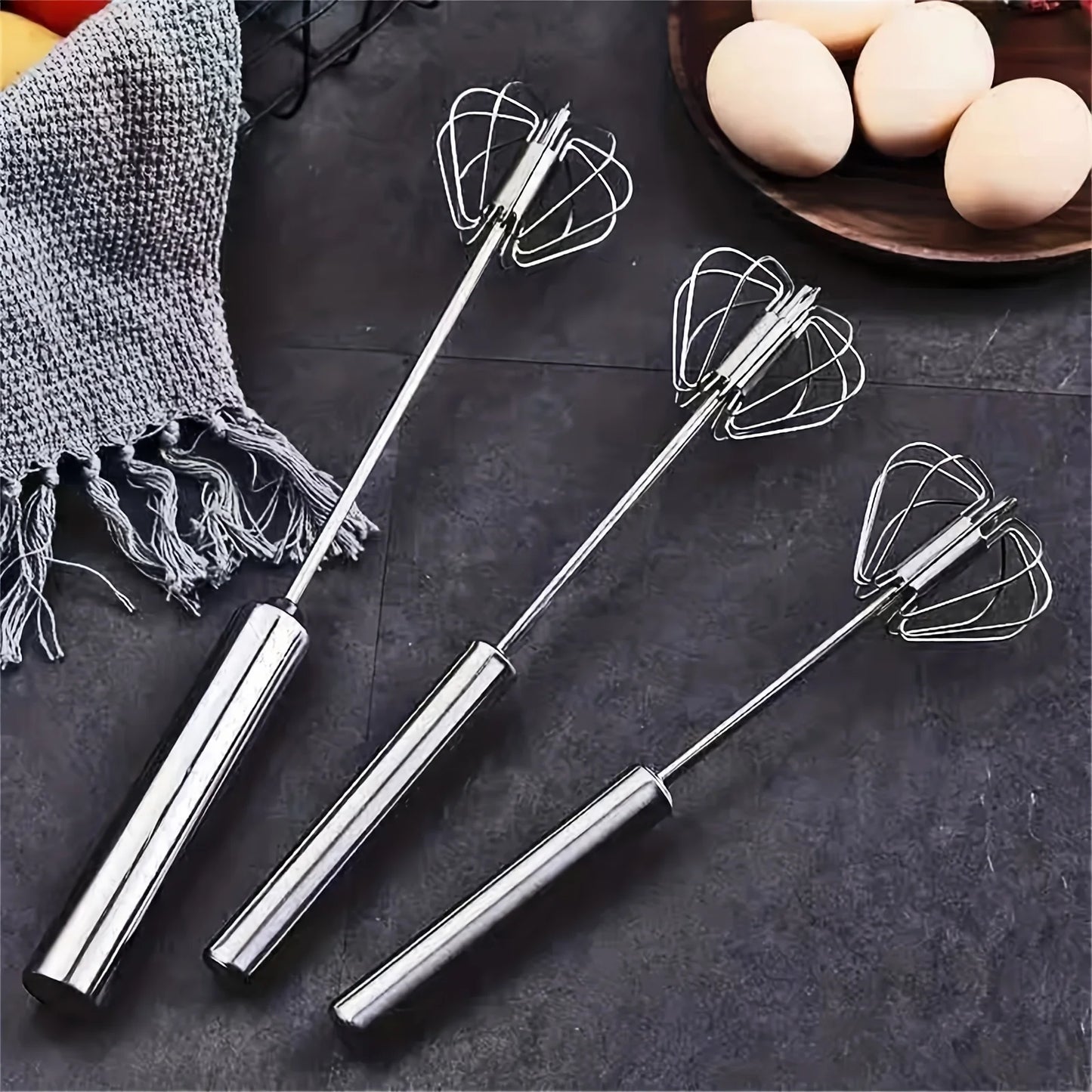 Stainless Steel Egg Beater – Semi-Automatic Hand Mixer for Baking & Cooking