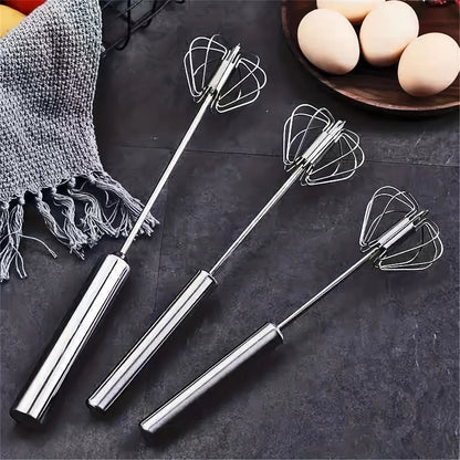 Stainless Steel Egg Beater – Semi-Automatic Hand Mixer for Baking & Cooking