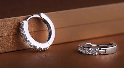 925 Sterling Silver Zircon Hoop Earrings – Luxury 10mm Circle Earrings for Women & Girls Wedding Party Jewelry