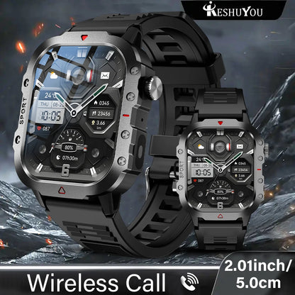 Smart Watch 2.01" HD Screen – Bluetooth Calling, LED Flashlight & Fitness Tracker for Men & Women