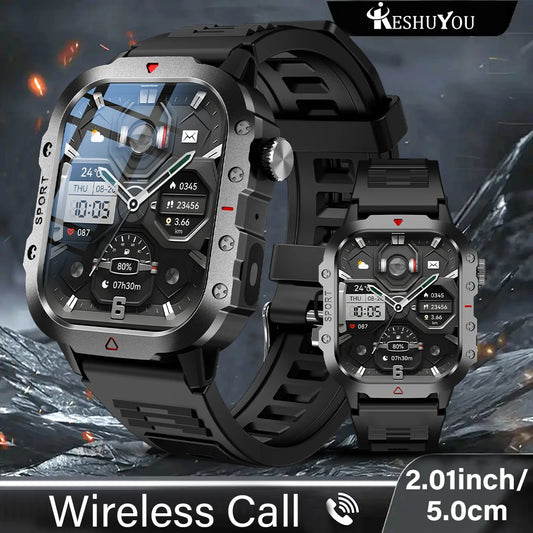Smart Watch 2.01" HD Screen – Bluetooth Calling, LED Flashlight & Fitness Tracker for Men & Women