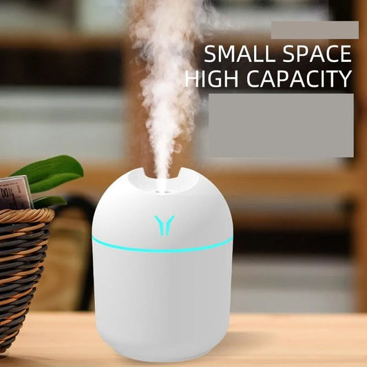 Air Humidifier & Essential Oil Diffuser – Ultrasonic Mute Mist Maker with LED Color Lamp for Home & Car