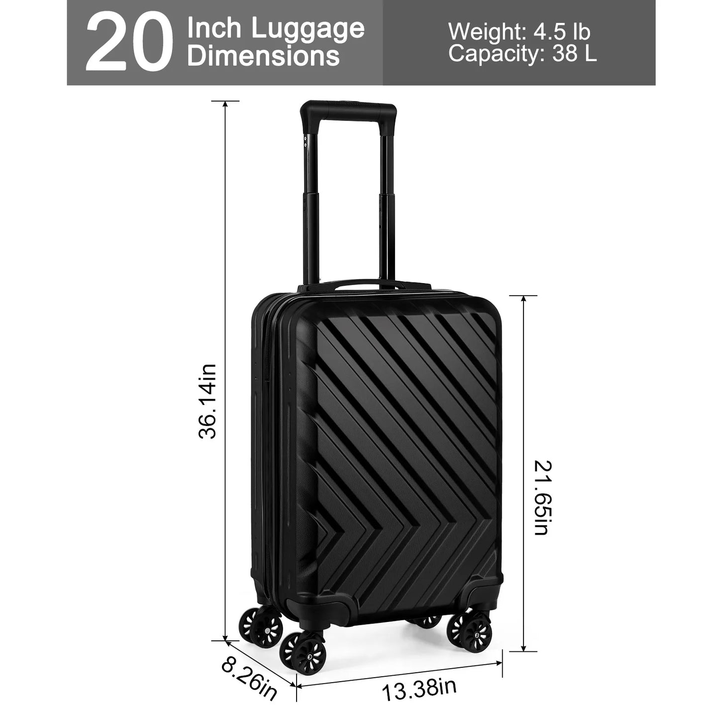 Lockable Luggage Suitcase – Travel-Friendly with 20 Handles & Universal Roller Wheels for Easy Mobility