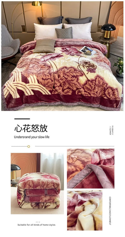 Winter Double Layer Raschel Blanket – Thick Warm Heavy Fluffy Fleece Quilt 150x200cm