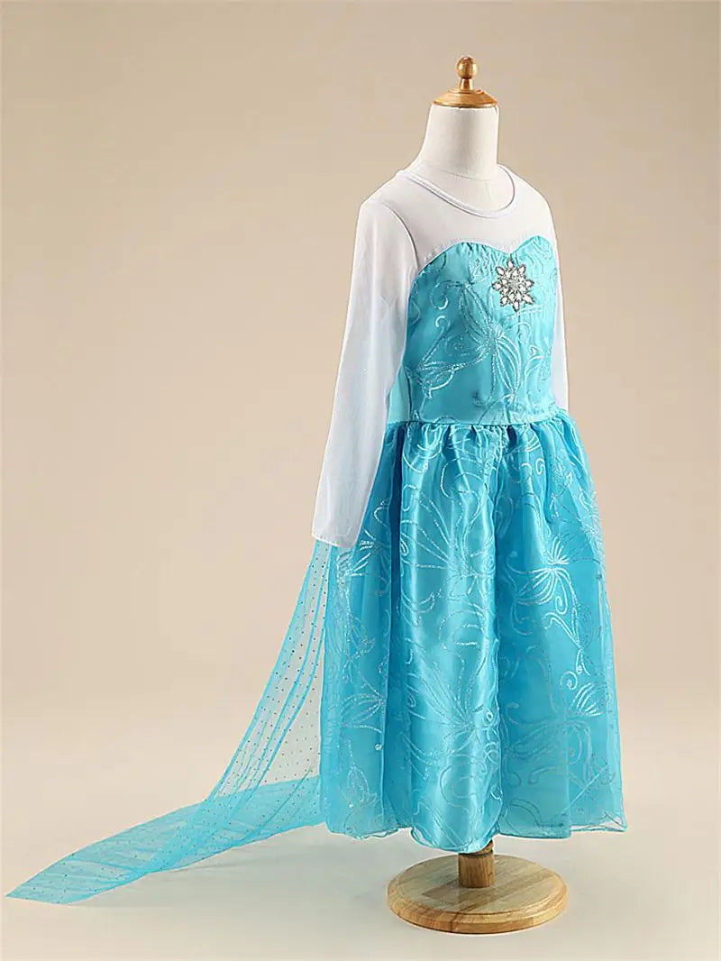 Girls Elsa Princess Dress – Frozen Snow Queen Costume for Kids 2025 Carnival & Party