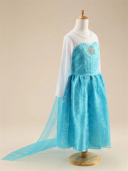 Girls Elsa Princess Dress – Frozen Snow Queen Costume for Kids 2025 Carnival & Party