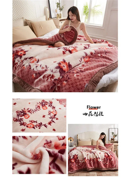 European Style Warm Raschel Blanket – Thickened Weighted Winter Comforter & Double-Sided Duvet