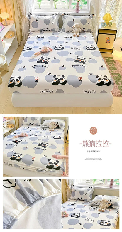 100% Cotton Bed Sheet | Cute Dinosaur Print | Elastic Fitted Mattress Cover | Kids Cartoon Bedding (No Pillowcase)
