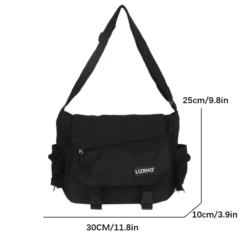 Japanese & Korean Style Single Shoulder Handbag – Retro Large Capacity School Postman Bag for Girls