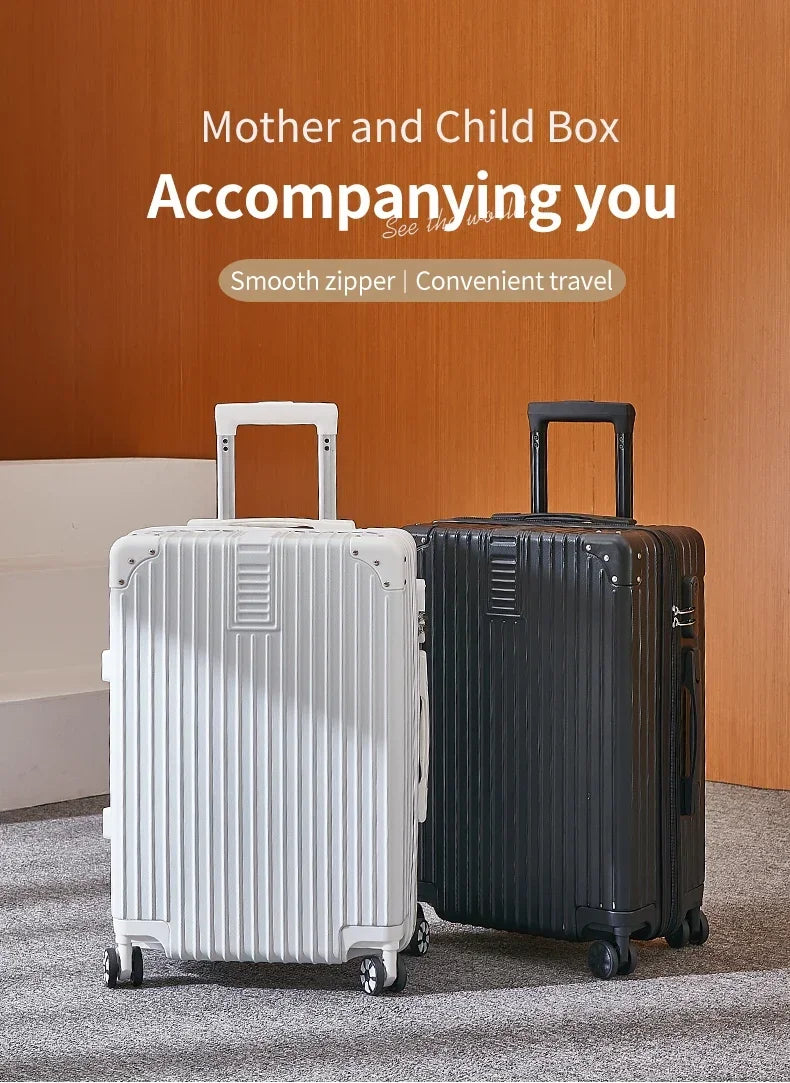 100% Aluminum Magnesium Alloy Travel Luggage – Trolley Carry-On & Checked Luggage 20", 22", 24", 26", 28" with Cup Holder