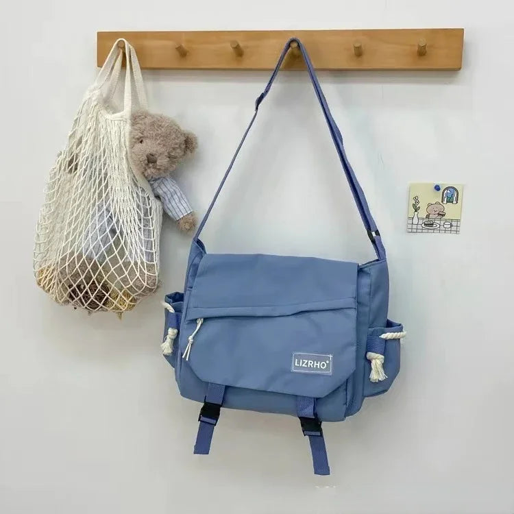 Japanese & Korean Style Single Shoulder Handbag – Retro Large Capacity School Postman Bag for Girls