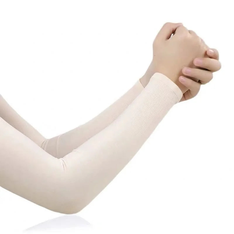 1 Pair Ice Silk Arm Sleeves – UV Protection Long Gloves for Outdoor Sports & Sun Protection