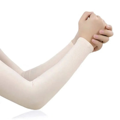 1 Pair Ice Silk Arm Sleeves – UV Protection Long Gloves for Outdoor Sports & Sun Protection