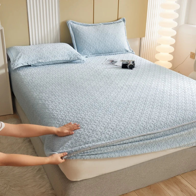 Warm Milk Velvet Bed Sheet | Thick Comfort Mattress Cover | Single, Queen & King | Elastic Band Fitted Protector