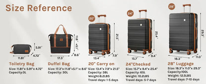 imiomo Travel Luggage Set – Hard Shell Lightweight Carry-On Suitcase with Travel Bag, TSA Lock & Silent Spinner Wheels