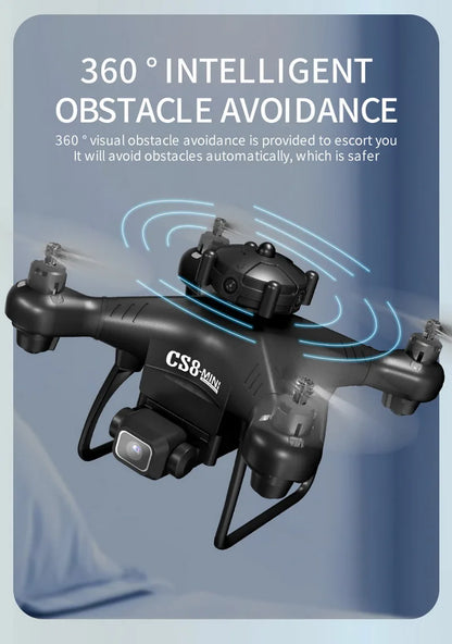 CS8 Mini Drone 4K HD Dual Camera – Professional Quadcopter with Obstacle Avoidance & 360° RC ESC Control