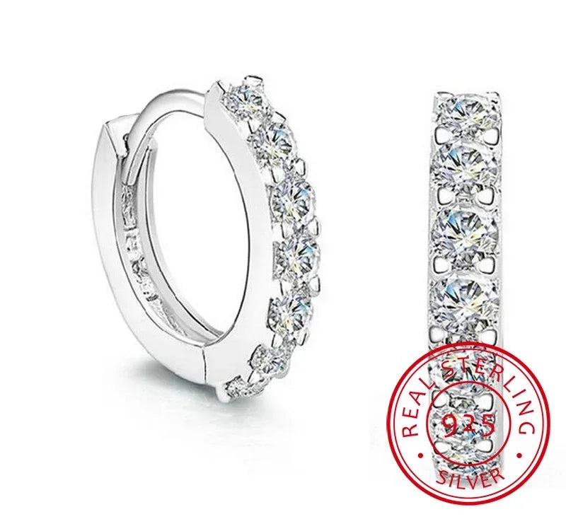 925 Sterling Silver Zircon Hoop Earrings – Luxury 10mm Circle Earrings for Women & Girls Wedding Party Jewelry