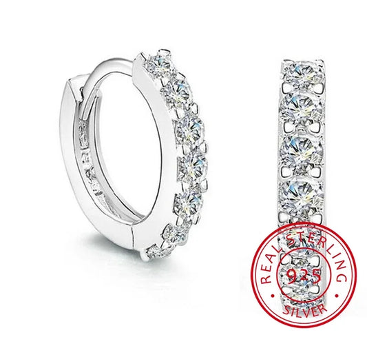 925 Sterling Silver Zircon Hoop Earrings – Luxury 10mm Circle Earrings for Women & Girls Wedding Party Jewelry