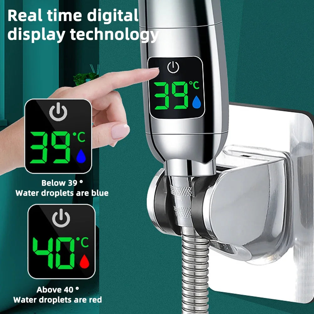 High Pressure Handheld LED Shower Head | Adjustable Water-Saving Showerhead with Digital Temperature Display & Pressurized Spray