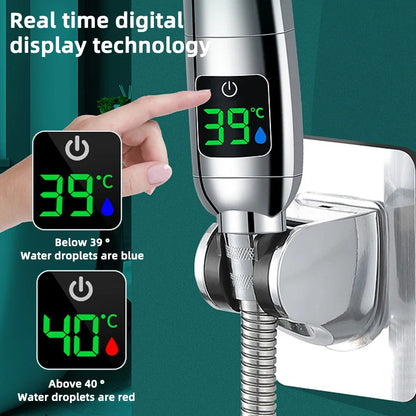 High Pressure Handheld LED Shower Head | Adjustable Water-Saving Showerhead with Digital Temperature Display & Pressurized Spray