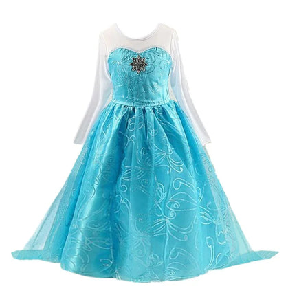 Girls Elsa Princess Dress – Frozen Snow Queen Costume for Kids 2025 Carnival & Party