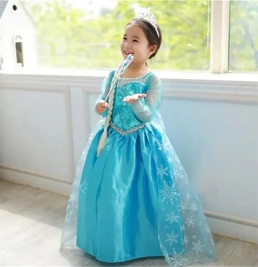 Girls Elsa Princess Dress – Frozen Snow Queen Costume for Kids 2025 Carnival & Party