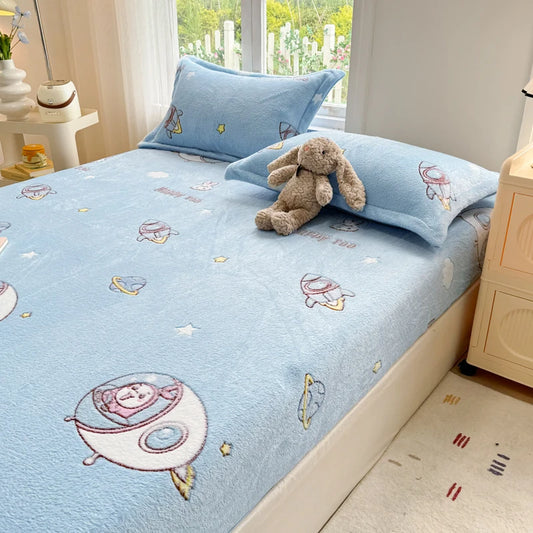 Warm Winter Bedsheet | Skin-Friendly Fitted Sheet | Mattress Protector for Adults & Kids | No Pillowcase