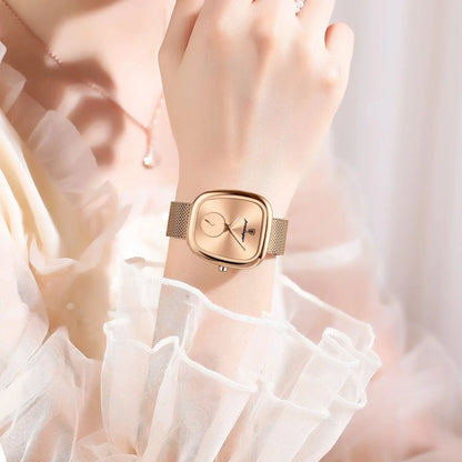 Luxury Women’s Watch – Elegant Waterproof Mesh Stainless Steel Quartz Watch for Ladies