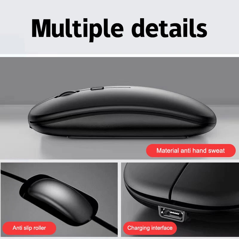 Portable Wireless Mouse Bluetooth 2.4GHz Dual Mode | Silent Ergonomic Mouse for Laptop, PC & MacBook