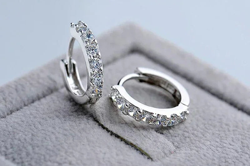 925 Sterling Silver Zircon Hoop Earrings – Luxury 10mm Circle Earrings for Women & Girls Wedding Party Jewelry